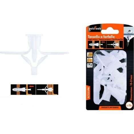 Trade Shop - Juego 10 Piezas Tapones Mariposa Resorte Expansion 10-31 Mm Tornillos 57174 - (1/2)