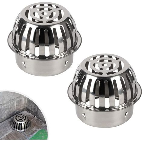 (100mm)2PCS Filtre de Gouttière 100mm Crapaudine de Gouttière Inox pour φ110 mm Tuyaux de Descente Droits Drains sur Sol Plat contre Feuilles Blocage (1/5)