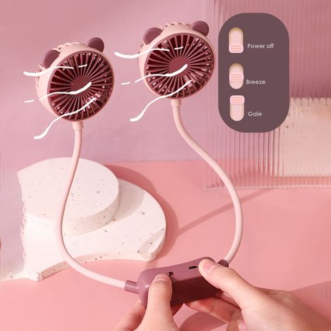 Ventilateur pliable à tour de cou, ventilateur de bureau USB portable, petit ventilateur électrique pour dortoirs étudiants, violet taro. (1/5)