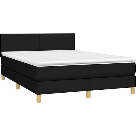 Box Spring Bed with Mattress&LED Black 140x200cm Fabric vidaXL (1/4)