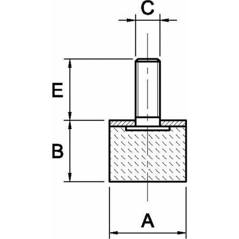 Gummistoßdämpfer Typ D, Fi 40x30 mm, M8x23 mm, zylindrisch 84269 (1/2)