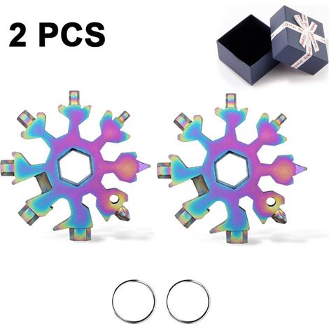 Outil multifonction en forme de flocon de neige, tournevis de snowboard, outil multifonction compact en forme de flocon de neige, outil pour décapsuleur/camping en plein air/porte-clés (1/5)