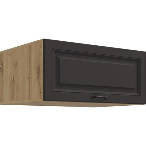 Aufsatzschrank Hochschrank 80 cm STILO Grau + Eiche Artisan Küchenzeile Küchenblock Küche Landhaus (1/5)