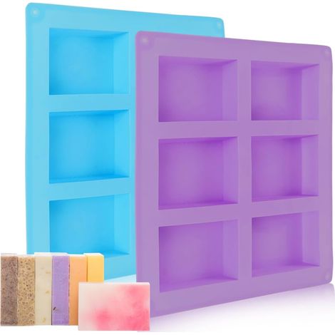 2 Pièces Moule Savon, 6 Cavités, Silicone Antiadhésif, Résistant Chaleur, Pour Savon DIY, Gâteau, Résine