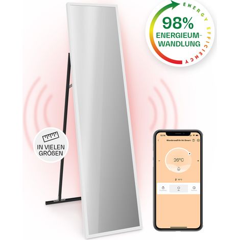 Klarstein Infrarotheizung, Infrarot Spiegelheizung Standgerät, Infrarotheizung mit Thermostat, Heizung mit Erkennung Offener Fenster & App-Control, Heater CO2-Frei, IP24 Infrarot Heizgeräte, 900 W (1/5)