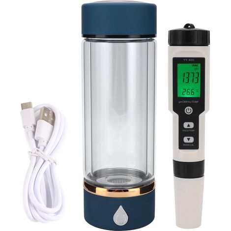 Bicchiere Generatore di Acqua Idrogenata – 3,7V 1000mAh USB, Tester TDS Incluso – Vetro e ABS – Design Elegante – Ideale per Ufficio e Viaggio (1/5)