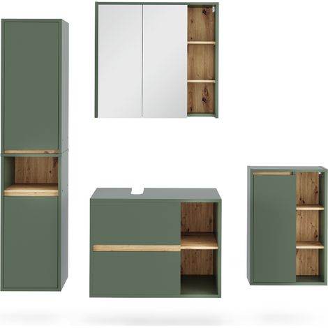 Ensemble de meubles de salle de bains Viola, Vert/Artisan, 4 pièces, Vicco