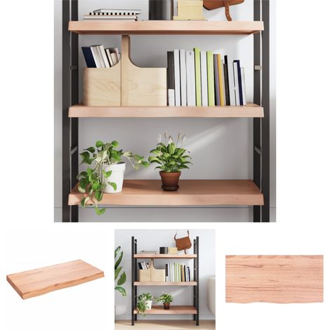 The Living Store -  Wandregal Hellbraun 80x40x6 cm Massivholz Eiche Behandelt (1/5)
