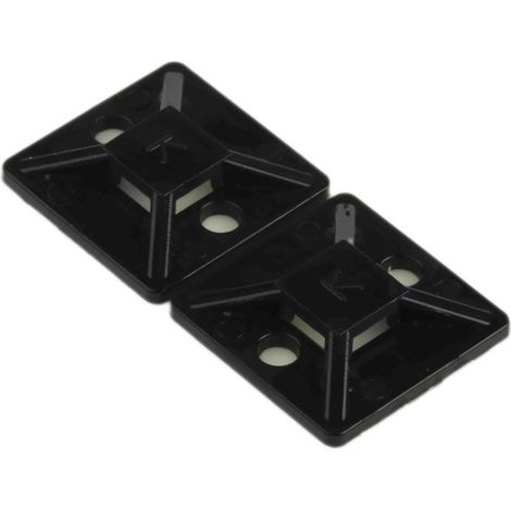 Embase pour serre-câbles autoadhésive noire 19.5mm x 19,5 mm, Ø fixation 3.2mm ( Prix pour Sachet de 50 ) (1/2)