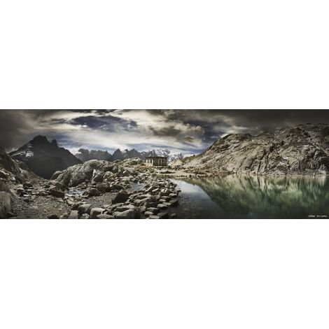 Tableau sur toile lac blanc de Chamonix 30x97 cm - Impression sur Toile Murale Décorative - Image imprimée en HD sur Toile - Toile sur Châssis en Bois FSC - Fabriqué en France (1/4)