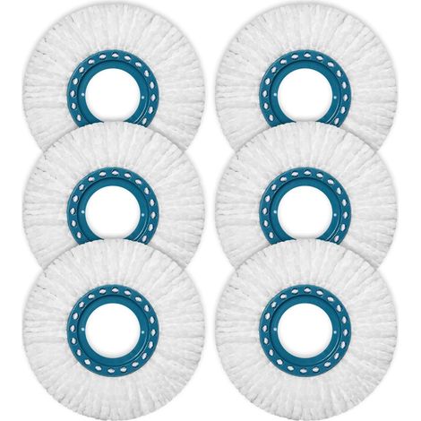 Set mit 6 Ersatzköpfen für den Leifheit Clean Twist Disc Mop Micro Set, passend für Leifheit Bodenwischer-Ersatzbezüge/Mopps, Doppelfaser-Mopp für effiziente Wasseraufnahme und starke Saugfähigkeit (1/5)