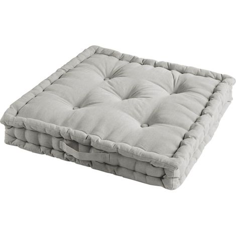 Coussin de sol en coton matelassé lin 60x60cm (1/3)