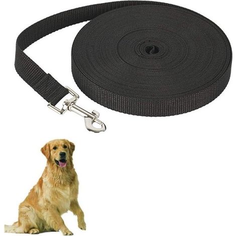 Hundetrainingsleine – Langes Band – Robust und reißfest – Schwarz, 10 m