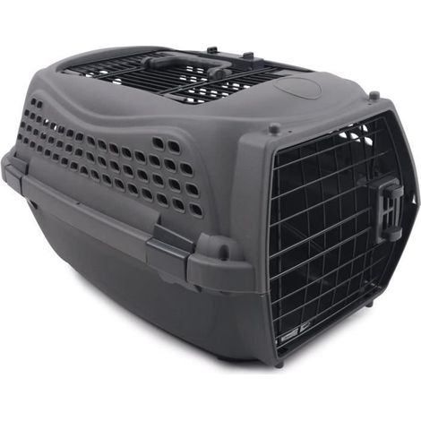 Transportbox für Katzen M.PETS ECO GIRO - Kunststoffkäfig - Größe S - Grau