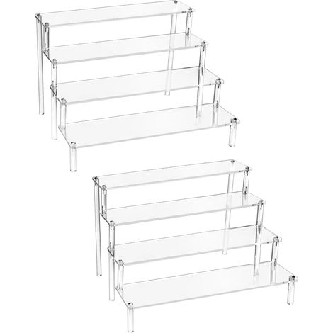 Présentoir Acrylique à 4 Niveaux pour Figurines Bijoux Cupcake Vernis à Ongles Épices 30x25x20cm lot de 2 Transparent (1/5)