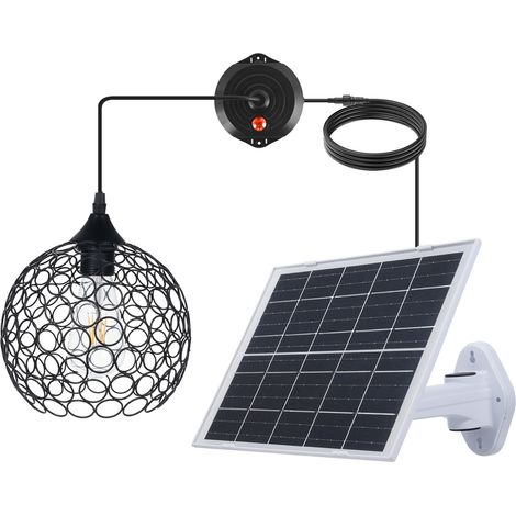 Suspension solaire rétro, lustre solaire crépusculaire, ampoule en verre ST64 à intensité variable, luminaires suspendus d'intérieur et d'extérieur, avec télécommande, fonction minuterie, abat-jour en (1/2)