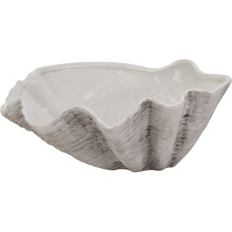 Large Ceramic Adele Shell Bowl - Ceramic - L40 x W40 x H16 cm - White