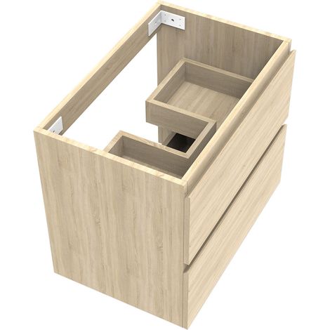 Aica Ensemble de meuble Salle de Bain de rangement + deux tiroirs, 60 x 38.5 x 52 cm, Chêne，sans vasque
