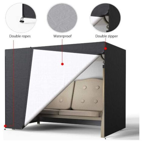Housse de protection pour balancelle - Imperméable - Anti-UV - Résistante à l'hiver - Tissu Oxford 190T - 220 x 125 x 170 cm - Pour balancelle - noir (1/5)