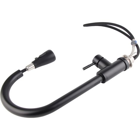 Robinet d'évier télescopique extractible G3/8 noir pour eau chaude et froide, idéal pour la cuisine et la salle de bain. (1/5)