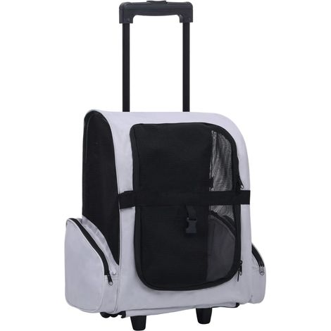 vidaXL Trolley Trasportino per Animali Pieghevole Multifunzione Grigio