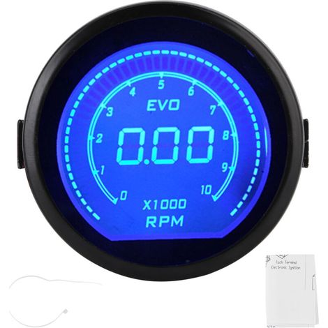 Tachymètre numérique LCD 2 pouces RPM affichage lumière bleue rouge pour série EVO universel pour voiture 12 V. (1/5)