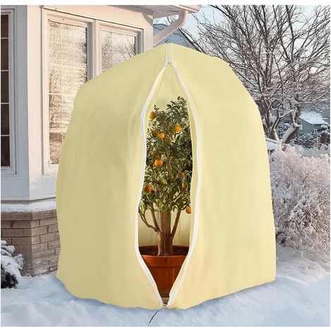 Voile d'hivernage pour plante extérieure 250 x 360 cm, housse de protection avec fermeture éclair, pour palmiers et oliviers, beige (1/5)
