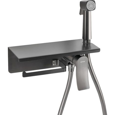 Ensemble de douche bidet dissimulé avec porte-papier toilette, bronze à canon