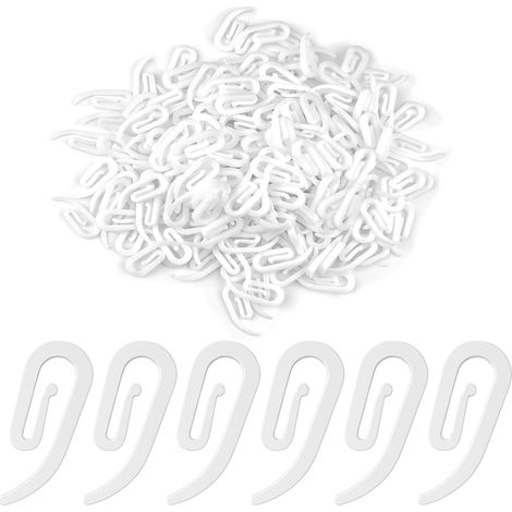 CCYKXA 200 Pieces Curtain Hooks, White, Plastic, Curtain Accessory, Curtain Fasteners
