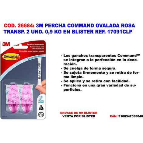 3M transparent rosa ovaler Kleiderbügel 2 Einheiten 0,9 kg 17091 CLP