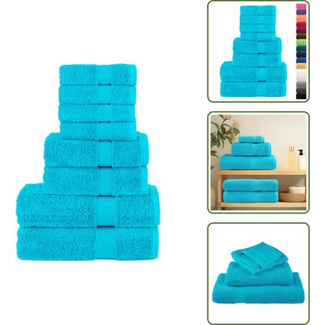 The Living Store 8 tlg. Premium-Handtuch-Set SOLUND Türkis 600 g/m² - Baumwolle (1/5)