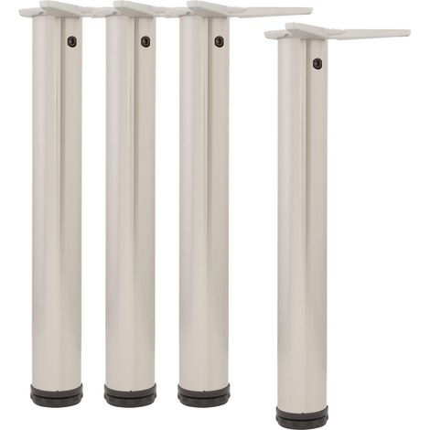 camar Tischfüße verstellbar 700-730mm rund ø 60mm, Metall Tischbeine höhenverstellbar, Stahl verchromt 4 Stück