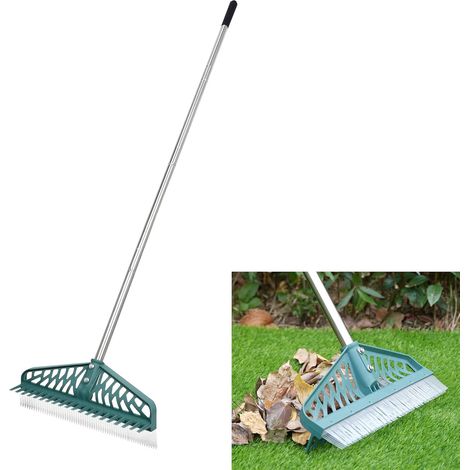 Râteau à Gazon Artificiel Double Face en Acier Inoxydable - 40,6 cm - Nettoyeur pelouse, Gazon Artificiel, patios, Tapis, Poils d'animaux (1/5)
