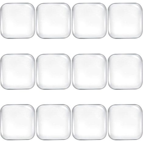 Set mit 12 quadratischen, transparenten Türstoppern zur Wandmontage – selbstklebende, transparente und flexible Türstopper aus Gummi (1/5)