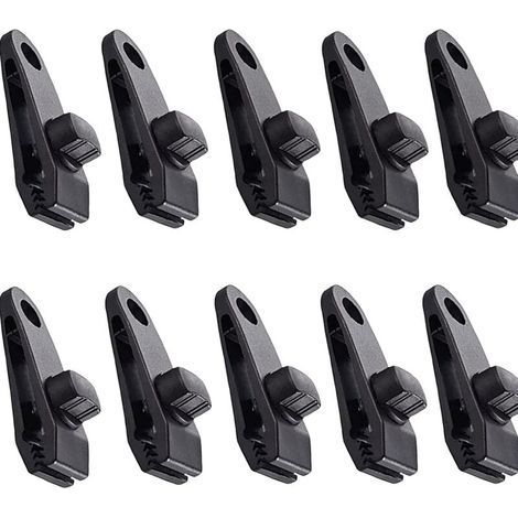 10-teiliges Set Planenclips, Zeltclips, Markisenclips, Überdachungsklemmen für Camping und Outdoor-Aktivitäten, Schwarz (1/5)