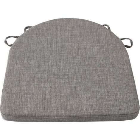 Coussin de chaise de salle à manger avec sangles et fond antidérapant, 42 x 42 x 3,8 cm, gris. (1/4)