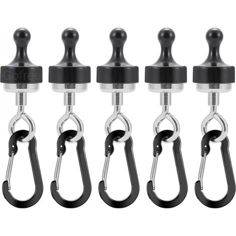 Gancio magnetico da campeggio resistente – magnete rinforzato da 10,5 cm con moschettone in alluminio, confezione da 5 o 10