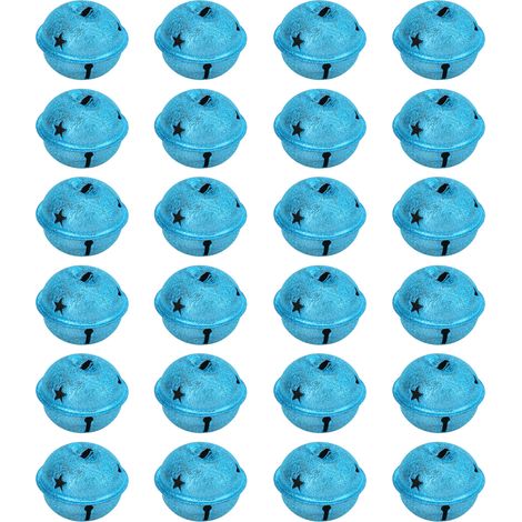 24pcs 40mm Christmas Frosted Bells Iron Paint Hollow Five Pointed Star DIY Christmas Tree Decoration Bells LD40D16 (1/5)