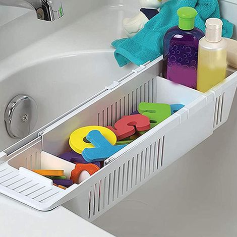 Étagère de bain extensible pour rangement de jouets et accessoires de salle de bain