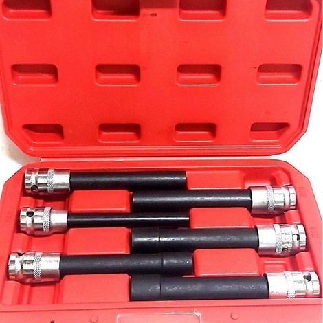 TrAdE Shop Traesio - Bussola Chiavi Torx Femmina Set Lunghi E10-e20 Testa Cilindro Attacco 1/2 Quadro - (1/5)