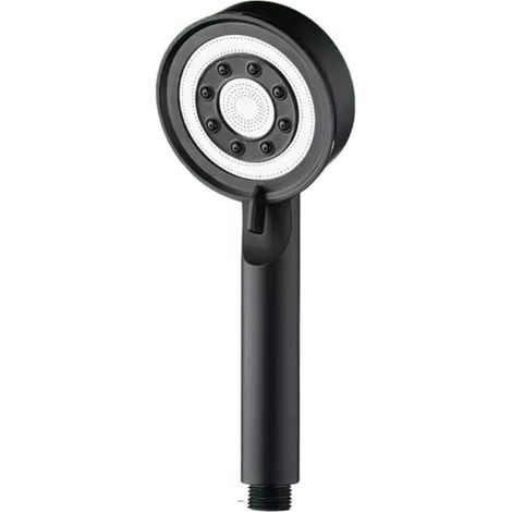 Cabezal de ducha de 5 modos, boquilla ahorradora de agua, grifo de alta presión, apto para uso en spas (negro). (1/5)