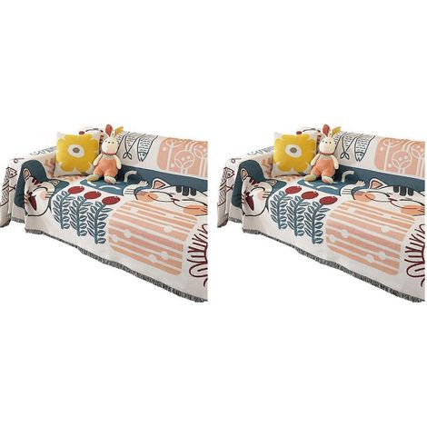 Lot de 2 housses de canapé universelles d'été, housses de coussin et couvertures pour canapé, 90 x 180 cm, toutes saisons (1/5)