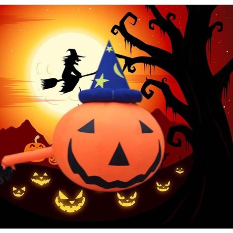 Halloween Gonflable Décoration Exterieur, Orange Citrouille Blanc Fantôme Lumière Up Halloween Décorations Ornements pour Jardin Maison Interieur Horreur Fête Cour Pelouse