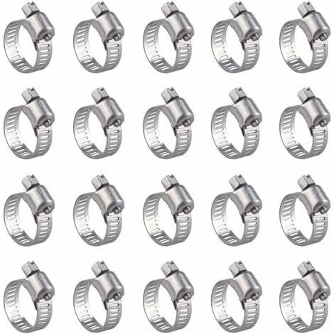 Packung mit 20 Edelstahl-Schlauchschellen – verstellbar (16–25 mm), rostbeständig, zur Befestigung von Rohren