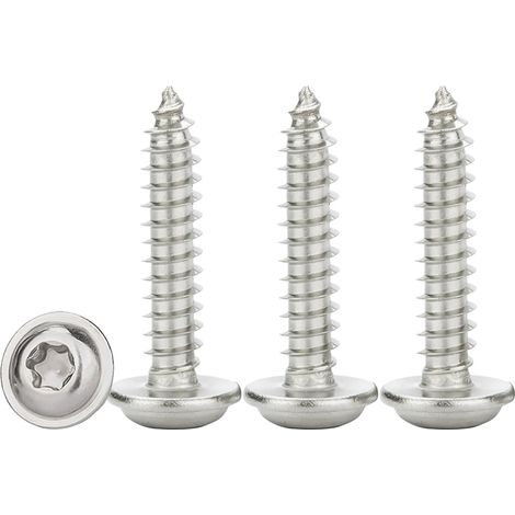 Vis à Tôle Autoperceuses M5x18mm,50 Pièces Vis Autoforeuse Torx avec Rondelle Acier Inoxydable A2 V2A Vis Bois à Tête Bombée Plate Dureté élevée,Entièrement Fileté (1/5)