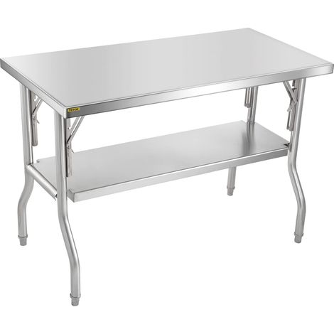 VEVOR Tavolo Acciaio Inox Professionali 40,8 Libbre Tavolo da Lavoro per Cucina 48 x 24 x 33,5 Pollici Gastronomia Tavolo da Lavoro, capacità di Carico 350 kg Piano Lavoro Commerciale per Ristorante (1/5)