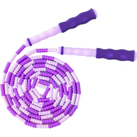 Lot de 2 cordes à sauter pour enfants, perles souples réglables, longueur 2,8 m, violet (1/5)