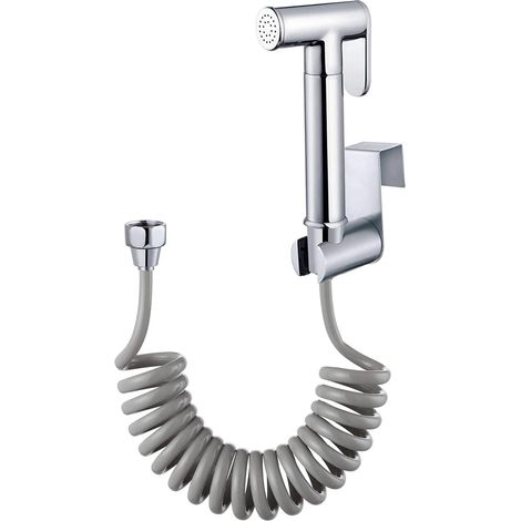 Pulvérisateur à main en acier inoxydable - avec crochet de réservoir d'eau et tuyau douche flexible télescopique ABS 59po pour plomberietoilettes, bidet pistolet pulvérisation, (1/5)