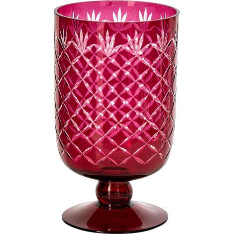 Photophore sur Pied en Verre "Vera" 26cm Rose (1/5)