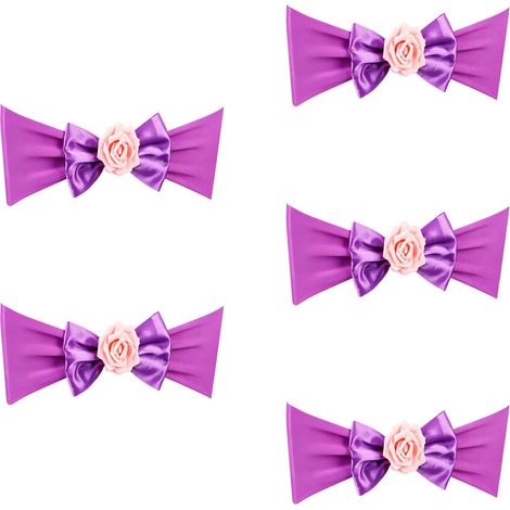 Fasce per sedie in tessuto satinato, 5 pezzi, decorative - Viola